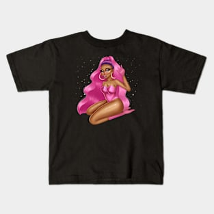 Pink Galaxy Woman Kids T-Shirt